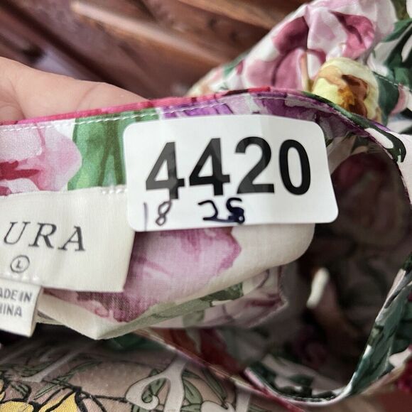 AURA Floral Ruffle Puff Sleeve Top Large Women’s Cotton Prairie Cottagecore NWT - Picture 13 of 14